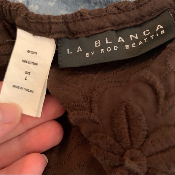 La Blanca Rod Beattie Brown Eyelet Swim Cover - Picture 4 of 7